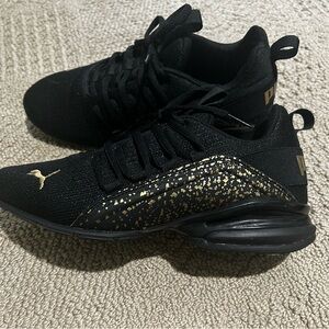 Puma Black & Gold Accent Athletic Sneakers